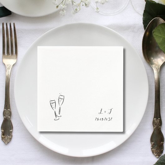 Serviette En Papier Lunettes de vin Whimsical Customisé Initiales Mari