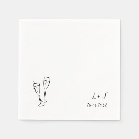 Serviette En Papier Lunettes de vin Whimsical Customisé Initiales Mari (Devant)