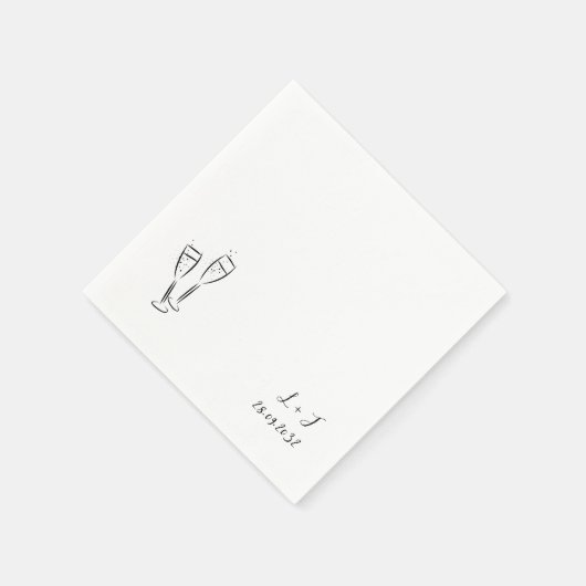 Serviette En Papier Lunettes de vin Whimsical Customisé Initiales Mari (Coin)