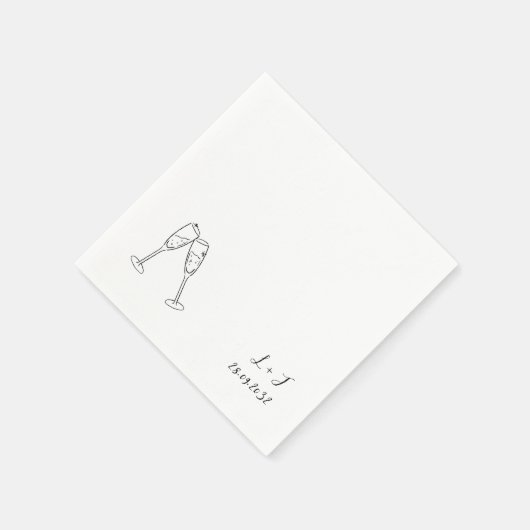 Serviette En Papier Lunettes de vin Whimsical Initiales personnalisées (Coin)