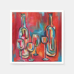 Serviette En Papier Lunettes et bouteilles de vin