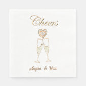 Serviette En Papier Lunettes et coeurs de champagne personnalisés (Devant)
