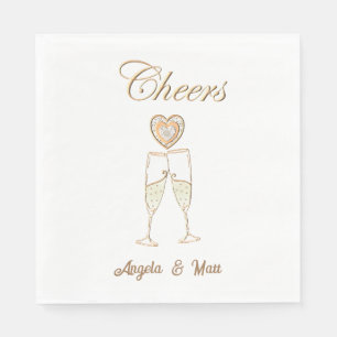 Serviette En Papier Lunettes et coeurs de champagne personnalisés
