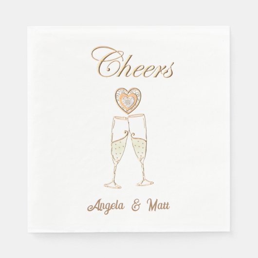 Serviette En Papier Lunettes et coeurs de champagne personnalisés (Devant)
