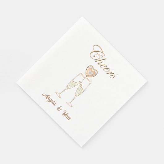 Serviette En Papier Lunettes et coeurs de champagne personnalisés (Coin)