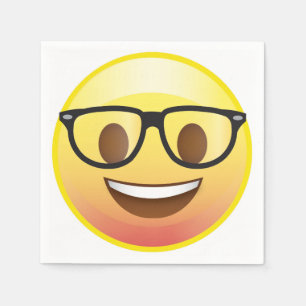 Serviette En Papier Lunettes Nerdy Emoji Happy Face Party Napkin