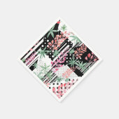 Serviette En Papier Lupines sur un patchwork arrière - plan noir et bl (Coin)