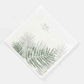 Serviette En Papier Lush Palm Leaf Mariage Moss Green/Wht ID956 (Coin)