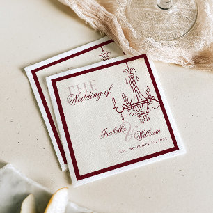 Serviette En Papier lustre de mariage argent ancien rouge foncé de lux