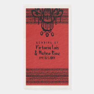 Serviette En Papier Lustre Gothique en Dentelle Rouge Noir