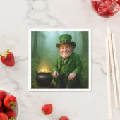 Serviette En Papier Lutin irlandais avec un pot d'or (En situation)