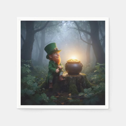 Serviette En Papier Lutrin irlandais avec un pot d'or (Devant)