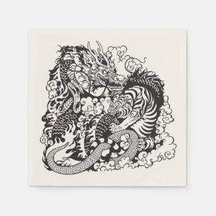 Serviette En Papier lutte contre le dragon et le tigre