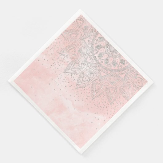 Serviette En Papier Luxe argenté gris mandala confetti design (Coin)