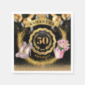 Serviette En Papier Luxe Black Balloons serviettes avec Gold Parties s (Devant)