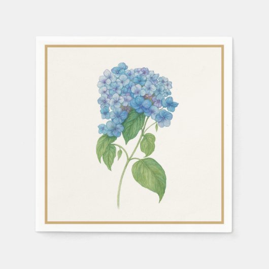 Serviette En Papier Luxe Blue Hydrangea Napkin — Elegant Botanical (Devant)
