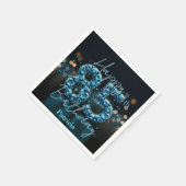 Serviette En Papier Luxe Chic Sapphire Bleu et Noir 85e anniversaire (Coin)