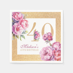 Serviette En Papier Luxe Custom 40e anniversaire Pink Gold Parties sci