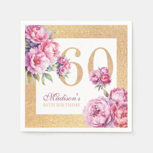 Serviette En Papier Luxe Custom 60e anniversaire Pink Gold Parties sci