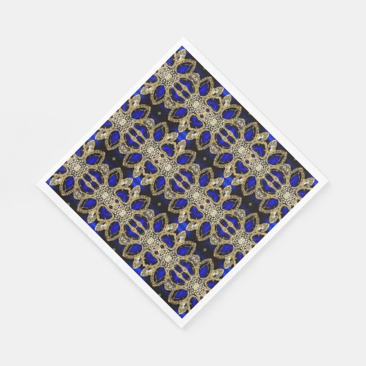 Serviette En Papier Luxe Design tendance Or Turquoise Cobalt Blue (Coin)