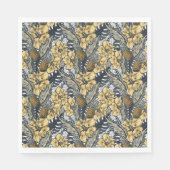 Serviette En Papier Luxe Elegant Or N' Black Tropical Flowers (Devant)