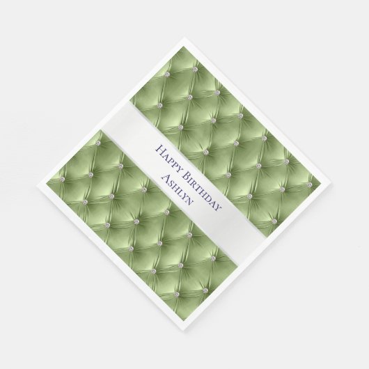 Serviette En Papier Luxe Glam Sage Green Faux Velvet (Coin)