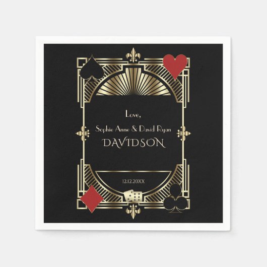 Serviette En Papier Luxe Gold Black Gatsby Style Roaring Mariage des a (Devant)