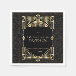 Serviette En Papier Luxe Gold Black Great Gatsby Roaring Mariage des a