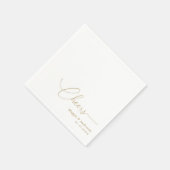 Serviette En Papier Luxe Gold Monoline Tail Script Félicitations Maria (Coin)
