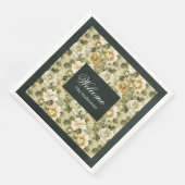 Serviette En Papier Luxe Green Napkins Gold Foliing Table Accent (Coin)