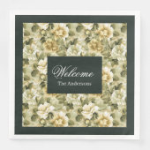 Serviette En Papier Luxe Green Napkins Gold Foliing Table Accent (Devant)