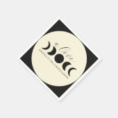 Serviette En Papier Luxe Luna Noir & Crème Phase Lunaire Mariage (Coin)