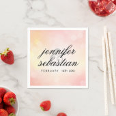 Serviette En Papier Luxe parties scintillant rose MARIAGE MONOGRAM (En situation)