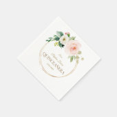 Serviette En Papier Luxe Rose Fleurs Blanches Or Quinceañera (Coin)