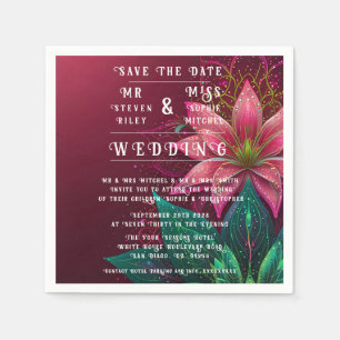 Serviette En Papier Luxueuse Suite de Faire-part de mariage Florales