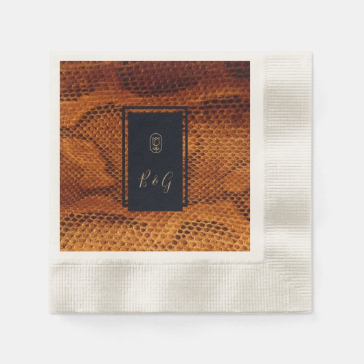 Serviette En Papier luxueux animal en peau de serpent sauvage mariage (Devant)