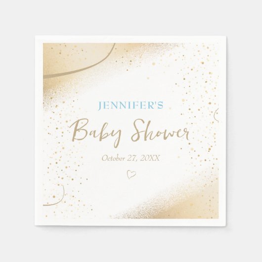 Serviette En Papier Luxueux Baby shower Gold & Blue Boy (Devant)