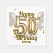 Serviette En Papier Luxueux et chatoyant 50e anniversaire (Devant)