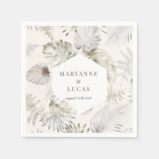 Serviette En Papier Luxueux feuillage Tropical Monogram Papier Napkins (Devant)