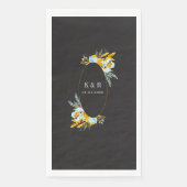 Serviette En Papier luxueux mariage monogramme doré turquoise (Devant)