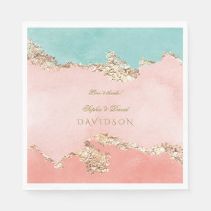 Serviette En Papier Luxueux Pastel Aquarelle or Mariage à huile