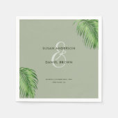 Serviette En Papier Luxueux Tropical Watercolor Palm Feuille Mariage (Devant)