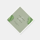 Serviette En Papier Luxueux Tropical Watercolor Palm Feuille Mariage (Coin)