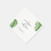 Serviette En Papier Luxueux Tropical Watercolor Palm Feuille Mariage (Coin)