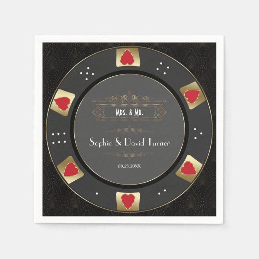 Serviette En Papier Luxueux Vegas Gold Casino Poker Mariage Chip (Devant)