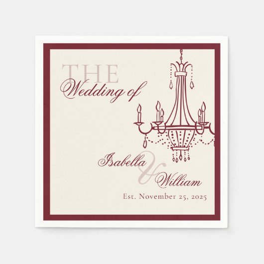 Serviette En Papier Luxury dark Red Old Money Wedding chandelier (Devant)