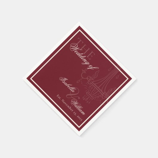 Serviette En Papier Luxury dark Red Old Money Wedding chandelier (Coin)
