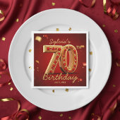 Serviette En Papier Luxury Gold Red Ruby Jewel Diamond 70th Birthday