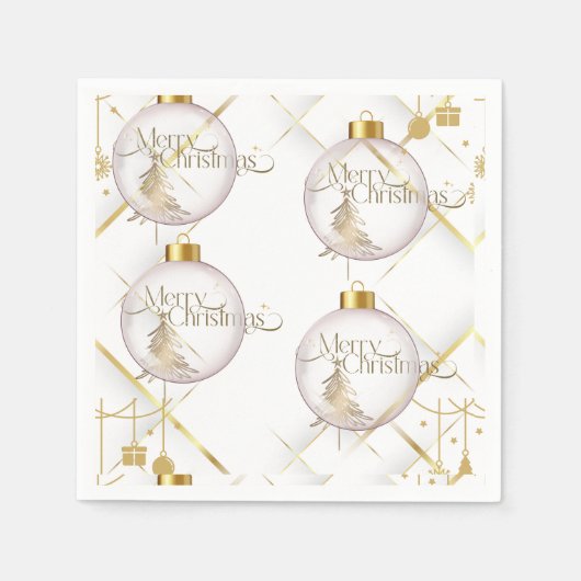 Serviette En Papier Luxury Gold & White Christmas Bauble (Devant)