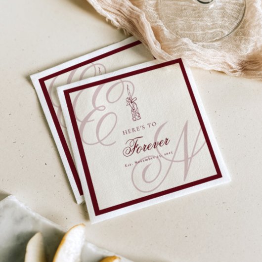 Serviette En Papier Luxury Old Money Retro Monogram Wedding
